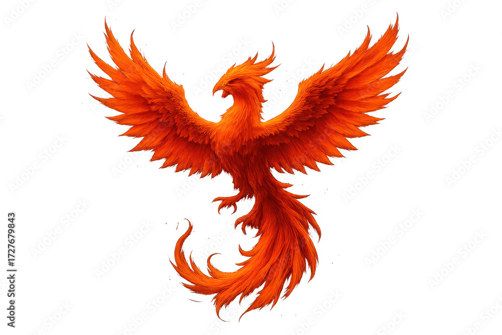 Obraz premium Phoenix firebird rising with wings spreading