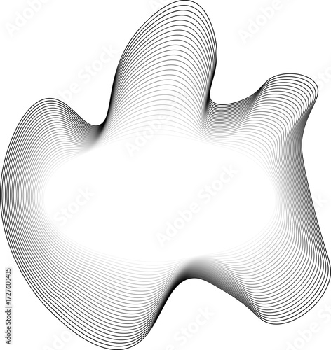 Round-centered vector surrounded by oscillating contour lines that create a softly undulating perimeter.
