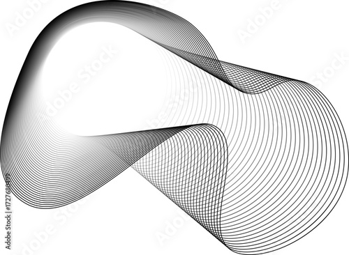 Vector element with circular transparency and graceful layered edges flowing outward in soft abstract curves.