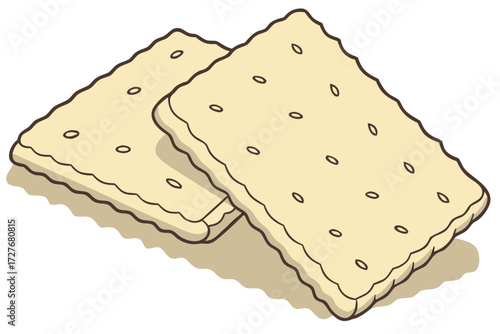 rectangular saltine crackers with perforated holes for snack food and baking ingredient illustrations 