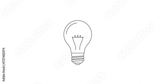 Outline Light Bulb Icon Illustration Simple Line Art Drawing Idea Symbol.