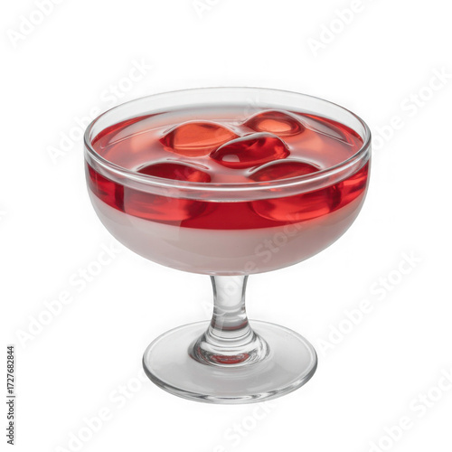  Jelly dessert in glass cup, isolated on white