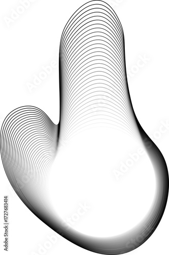 Circular contour shape with smooth layered curves and a glowing, translucent core.