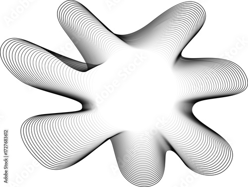 Central glowing void surrounded by fluid vector outlines resembling spontaneous splashes with dynamic edge motion.