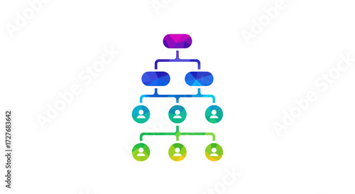 Colorful Hierarchical Organizational Chart with People Icons.