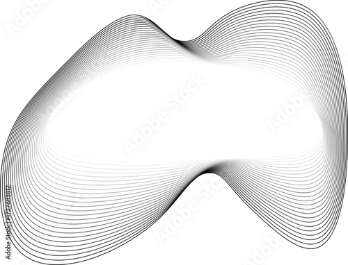 Vector element with gentle undulating edges and a luminous circular center enclosed by lines.