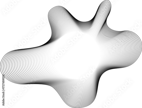 Dynamic graphic with a bright circular center and splash-like irregular edges formed by layered flowing lines.