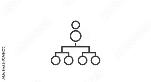 Simple Black and White Organizational Chart Icon.