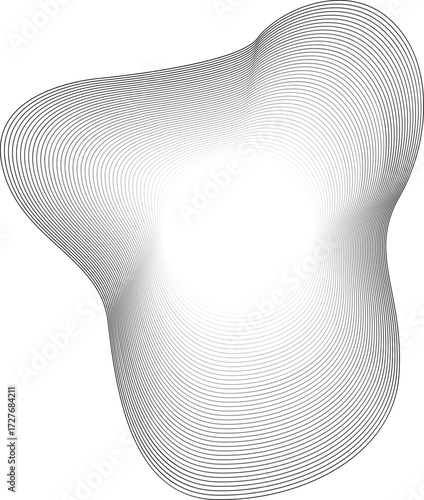 Design element featuring central luminosity with outer contours in wavy motion forming a fluid frame.