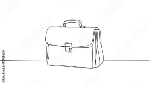 Minimalist continuous line art briefcase messenger bag professional clean