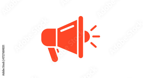 Vibrant orange megaphone icon with sound lines for announcement or alert.