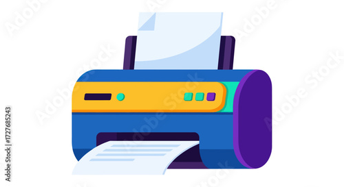 Colorful Cartoon Illustration of a Modern Printer.