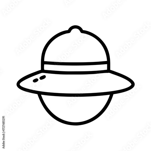 Explore the world with this pith helmet drawing vector illustration safari hat outline icon image design