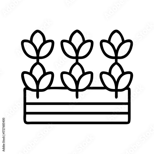 Explore organic gardening tips and ideas for your home garden with this garden bed plants icon