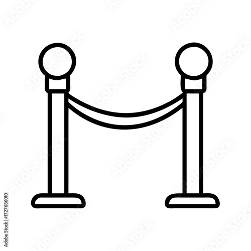 Vector illustration of stanchion queue barrier rope divider for crowd control event security