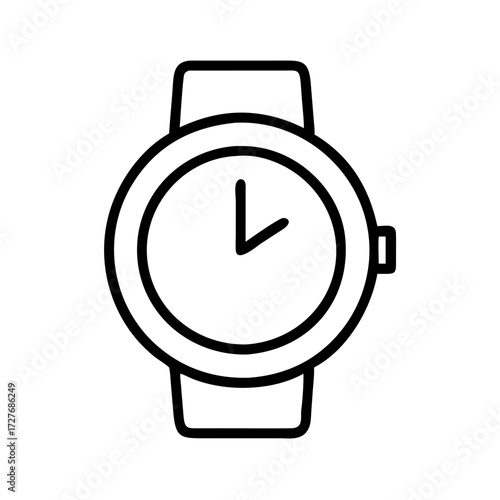 Wristwatch outline icon vector illustration, time keeping device, fashion accessory, clock face, simple style