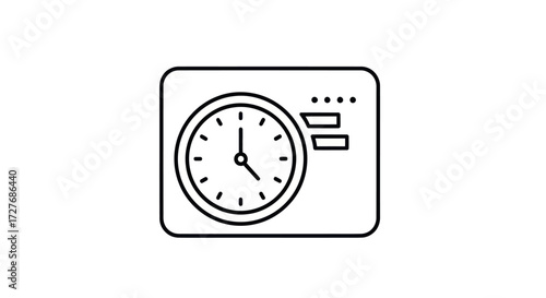 Simple Line Icon: Clock with Schedule and Speed Indicator.