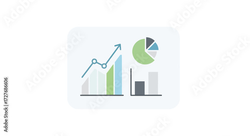 Business Growth Charts and Data Analysis Icon.
