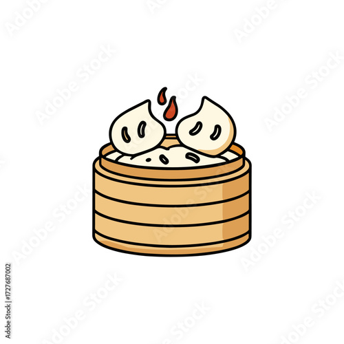 Momo in pot icon logo flat vector design