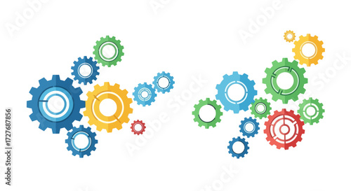 Colorful Interlocking Gears Teamwork and Collaboration Concept.