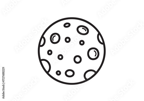 Mysterious full moon with craters, a celestial body in simple black and white
