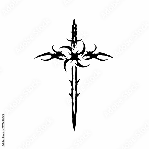 Neo tribal cyber sigilism sword vector design 