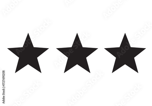 Three bold black stars aligned for rating systems or graphic design elements