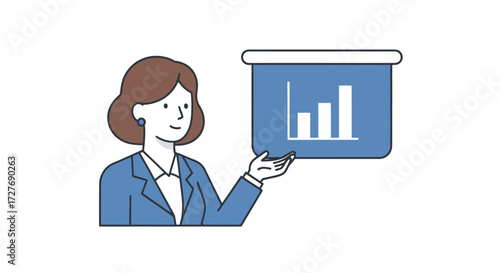 Businesswoman Presenting Growth Chart Illustration.