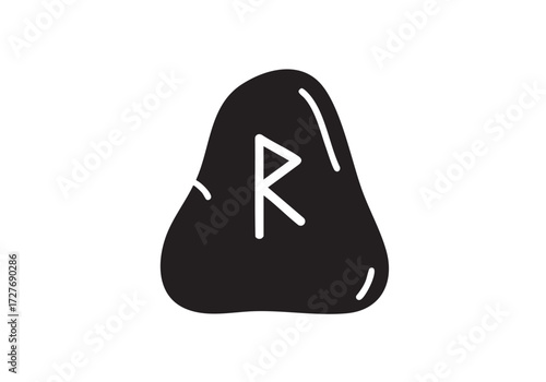 Powerful rune stone with symbol for protection and guidance in black and white