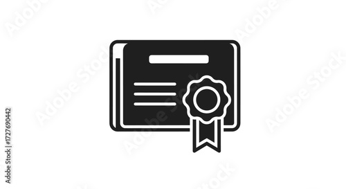 Award Certificate with Ribbon and Seal Icon.