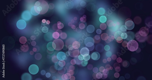 Wallpaper Mural Atmospheric bokeh background with scattered, soft-focus light circles in shades of blue and purple. Excellent for digital effects, technology, serene mood, elegant events, winter, or quiet celebration Torontodigital.ca