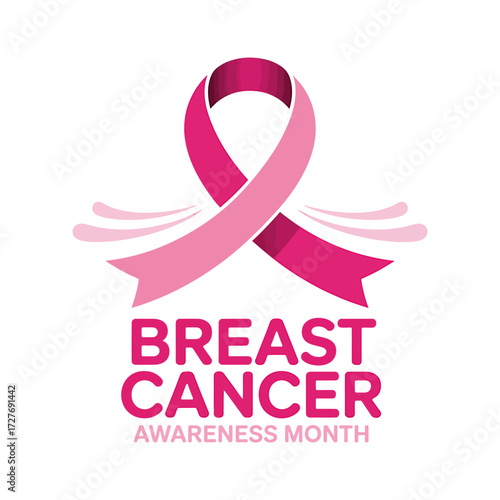 Breast Cancer Awareness Month with Pink Ribbon Illustration for Health Campaigns and Medical Support Groups Promoting Prevention and Early Detection