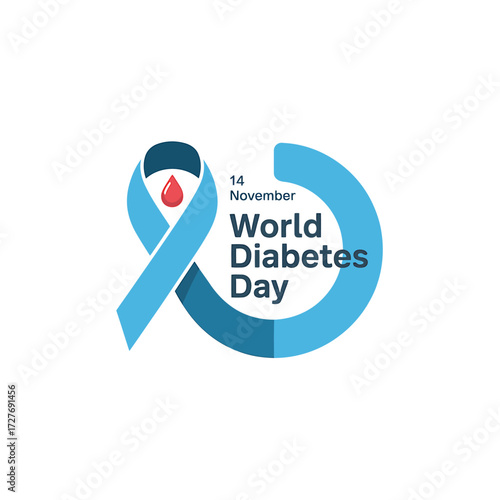 World Diabetes Day Awareness Ribbon Illustration For Health Campaigns and Educational Materials Blue Symbolism for Diabetes Support