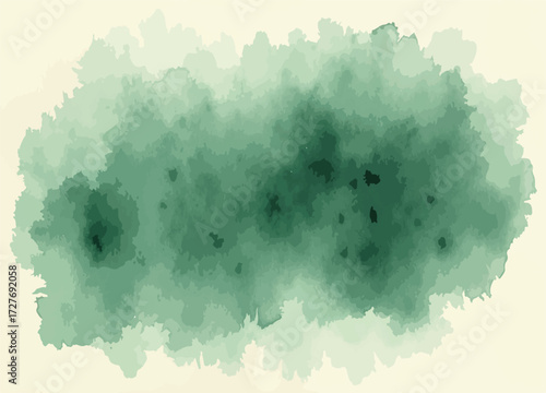 Organic forest green watercolor texture on natural paper