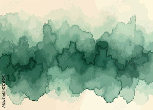 Hand-drawn watercolor background in earthy green tones