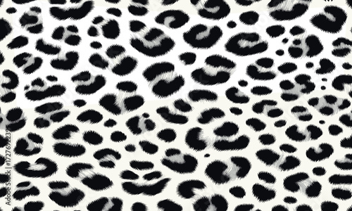 Realistic white leopard fur pattern texture vector with seamless camouflage background perfect for wallpaper designs, fashion prints, and textile creations.