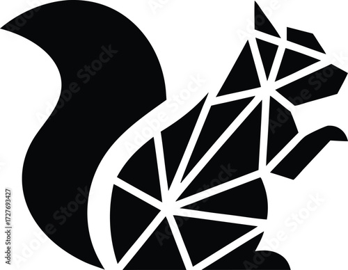 Geometric black squirrel silhouette with white outline