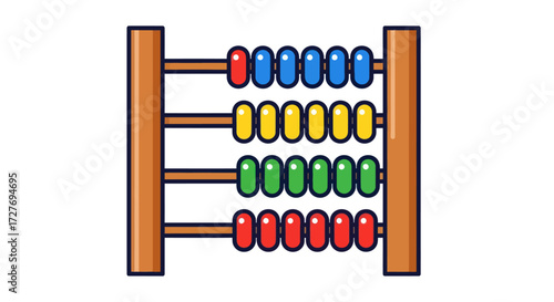 Colorful Abacus with Red Yellow and Green Beads for Calculation and Learning.