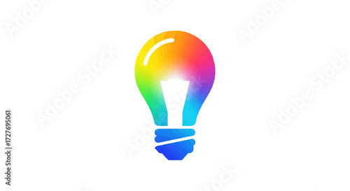 Vibrant Rainbow Gradient Light Bulb Icon Illustration.