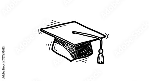 Hand-drawn Sketch of a Graduation Cap with Tassel.