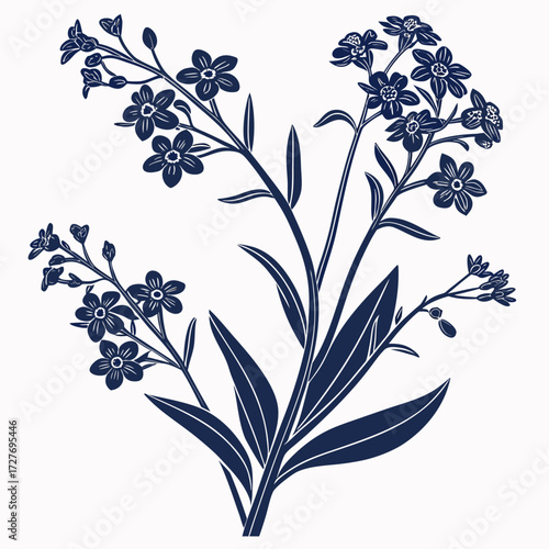 forget me not blue flowers with leaves 