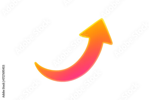 Free Download Orange and yellow gradient curved arrow pointing upwards isolated on transparent background - GFXLoad