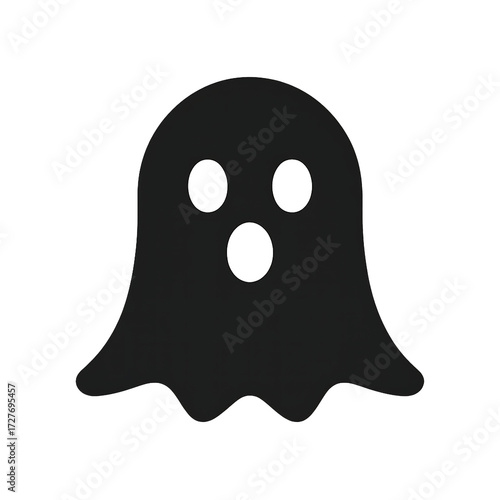 Simple cartoon ghost icon with a surprised expression isolated on transparent background