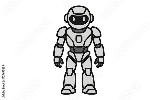 Cartoon robot standing full body isolated on transparent background