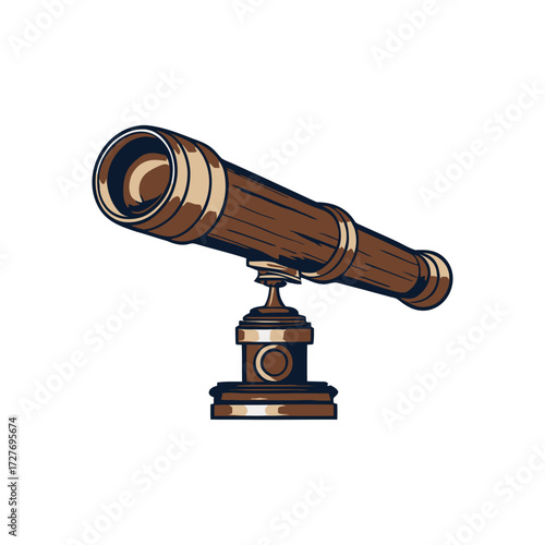 telescope isolated on white background with lens and optical equipment