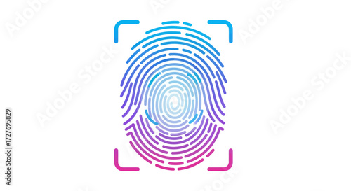 Digital Fingerprint Scan Icon for Biometric Identification.