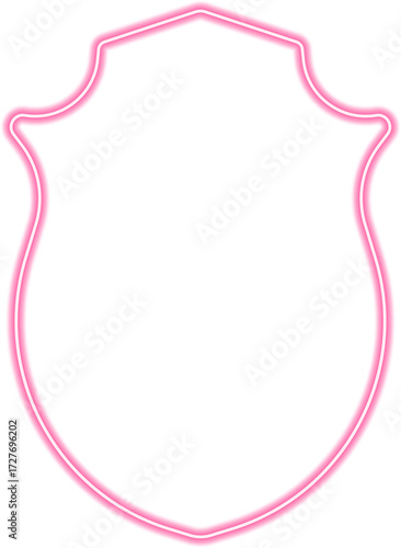 Ornate noble shield outlined in neon red, adorned with intricate embellishments.