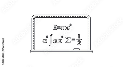 Hand-drawn blackboard with scientific formulas and chalk.