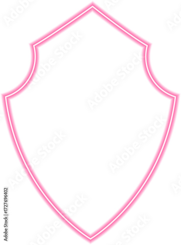 Neon red outlined shield representing an empire’s badge with noble heraldic elements.