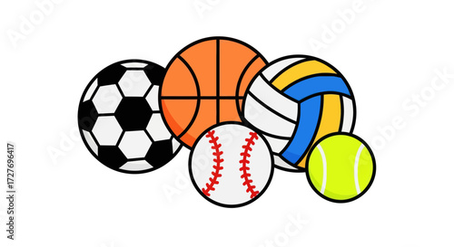Assortment of Popular Sports Balls for Various Games.